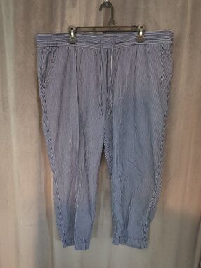 GAP XXL Blue and White Pinstripe Drawstring Joggers